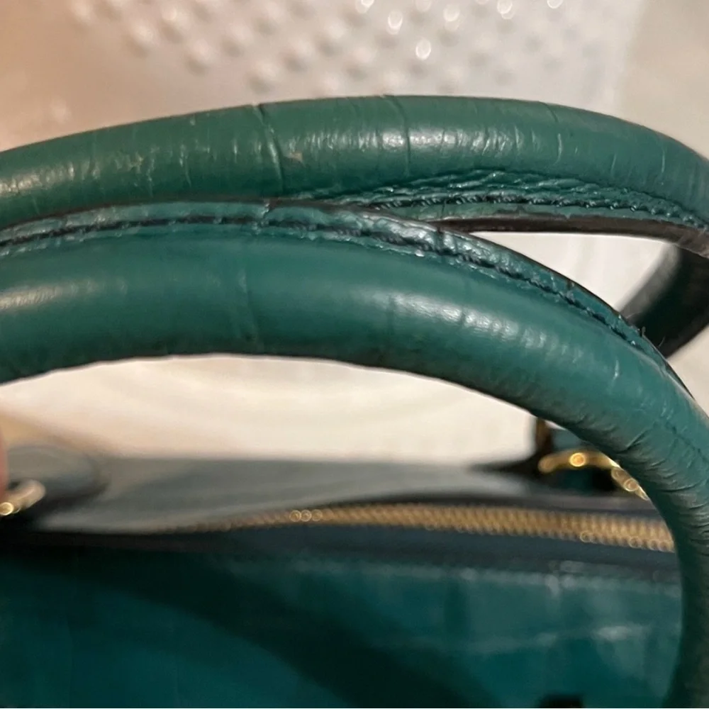 MCM 1st Lady Collection Teal Crocodile-Embossed Satchel
